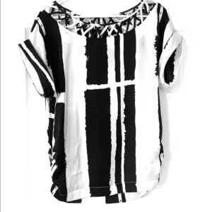 Black and White Silk Top